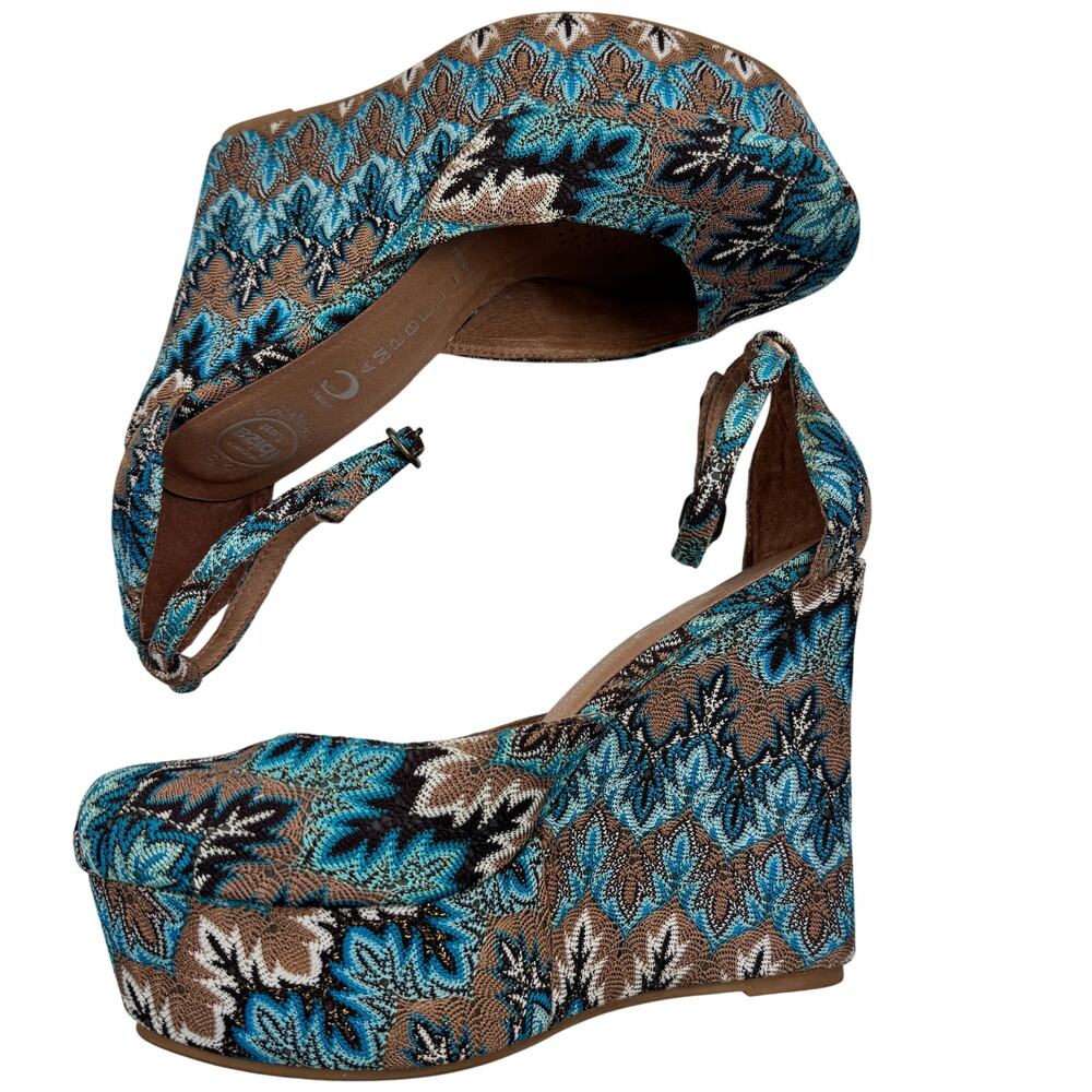 Jeffrey Cambell Handmade Ibiza Last Boho Jacquard Platform Wedge Sandals 9.5